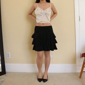 y2k Express black tiered ruffle skirt